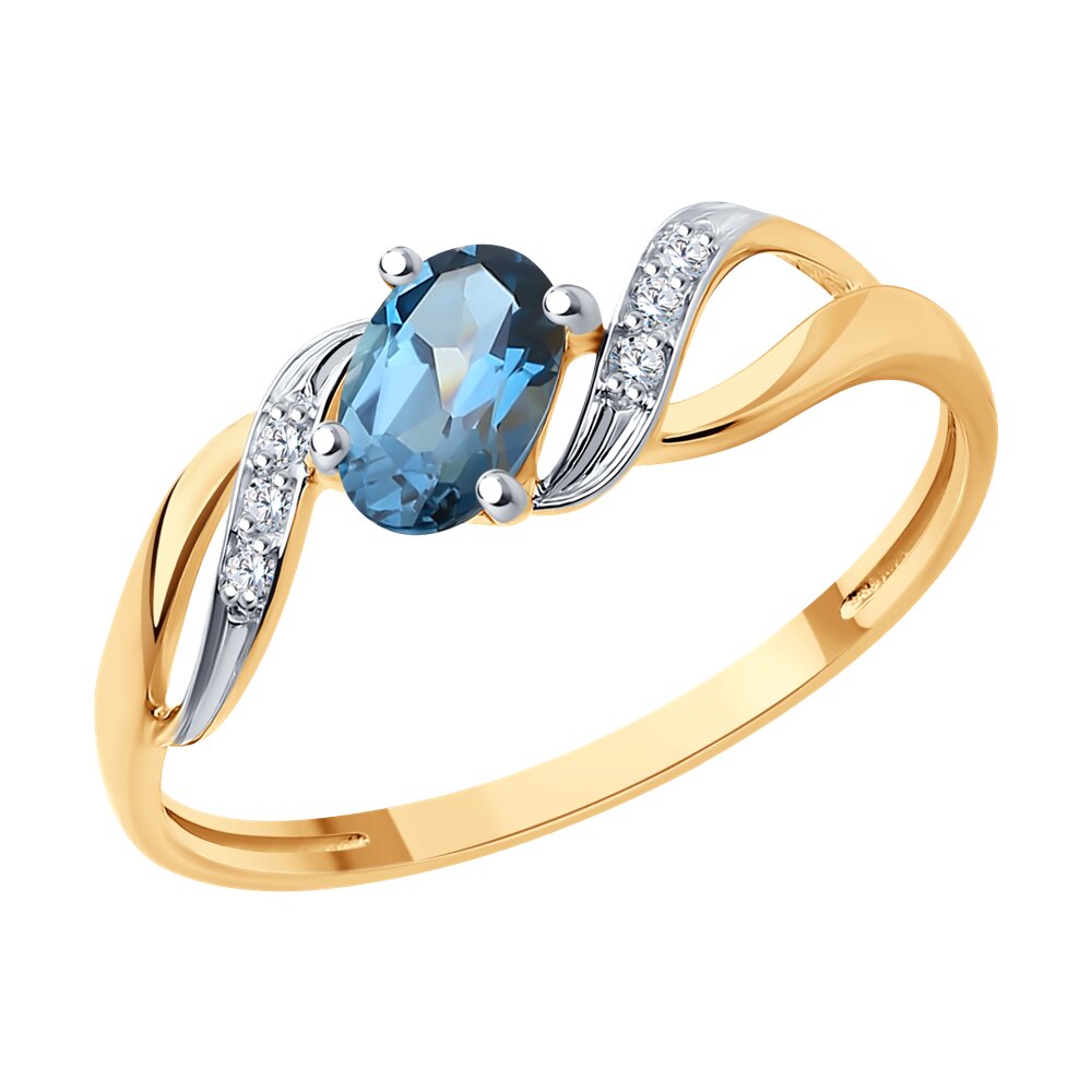 

Кольцо из золота р. , SOKOLOV Diamonds 71-00029, бриллиант\топаз, 71-00029