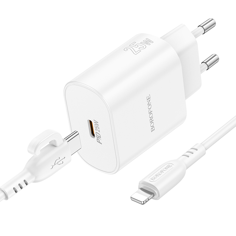 

Сетевое зарядное устройство BOROFONE BA82Aia lightning - usb type-c 1xUSB Type-C 3 А белый, BA82Aia