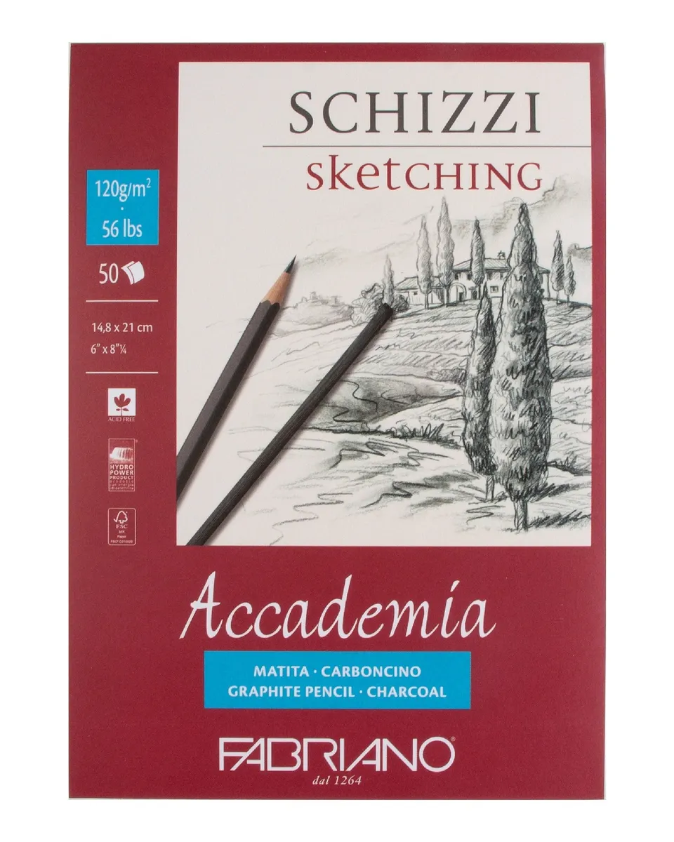 фото Блокнот-склейка для графики fabriano "accademia schizzi" а5 50 л 120г/м.кв