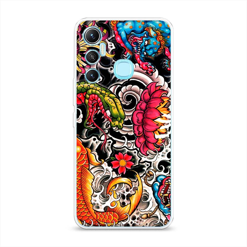 

Чехол на Infinix HOT 11 Helio G70 64 GB "Японское искусство", Красный;оранжевый;голубой, 3100750-4