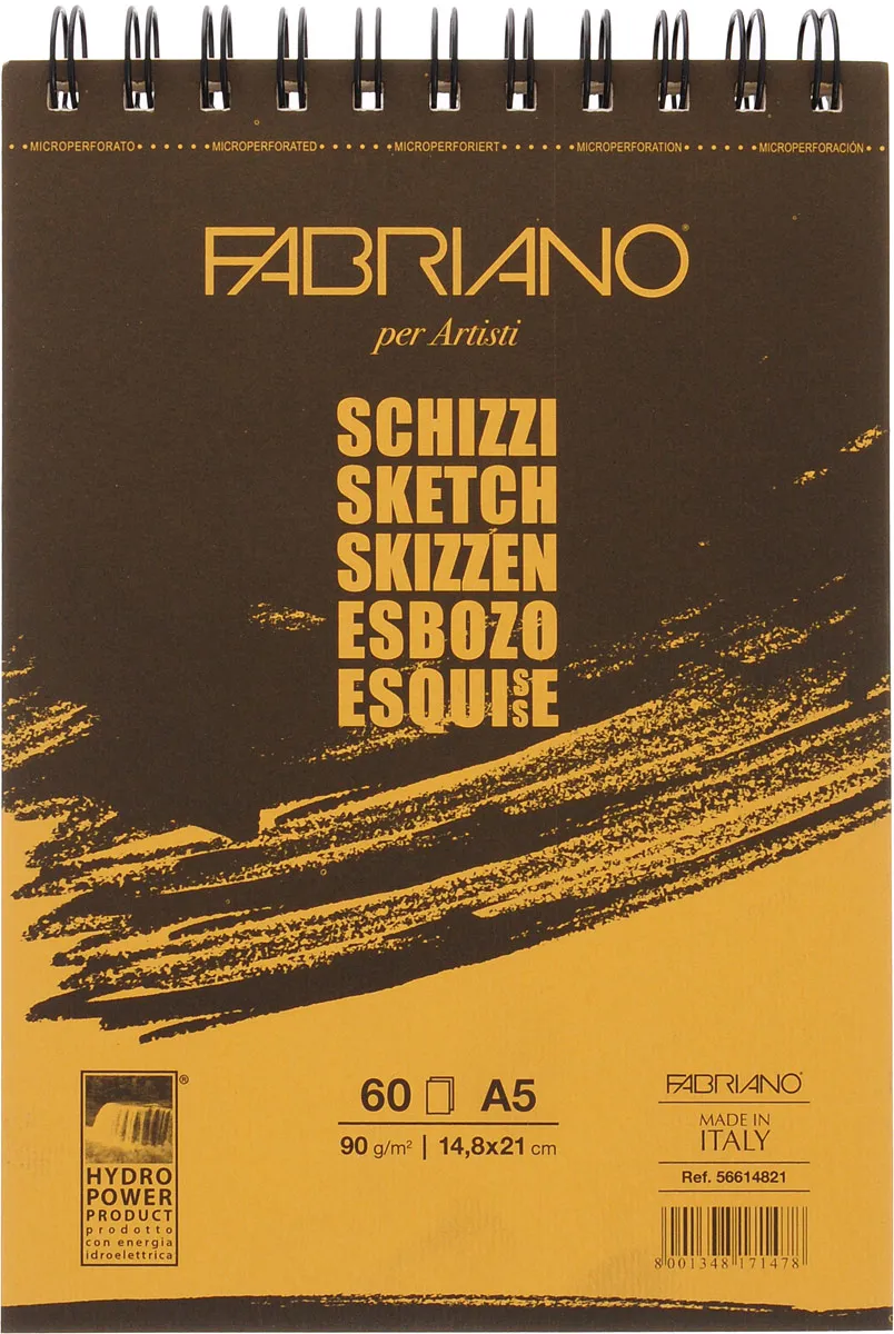 

Блокнот для эскизов на спирали Fabriano "Schizzi" А5 60 л 90г/м.кв, 56614821