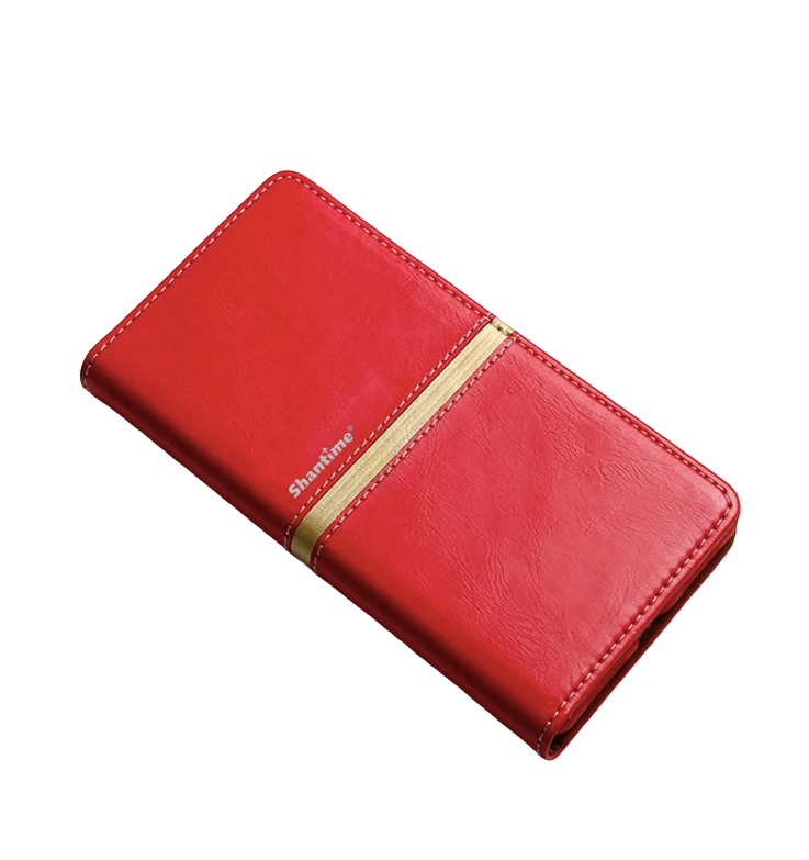 

Чехол-книжка MyPads Una Fitto из эко-кожи на металлической основе для Xiaomi 12 / Xiaomi 1, Красный