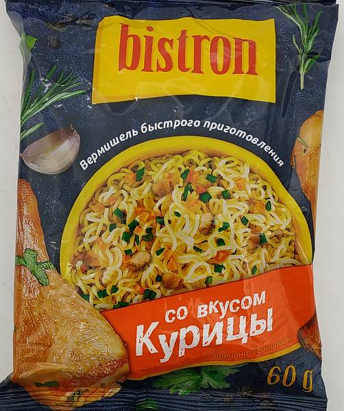 Вермишель Bistron быстрого приготовления, курица, 60 г х 100 шт