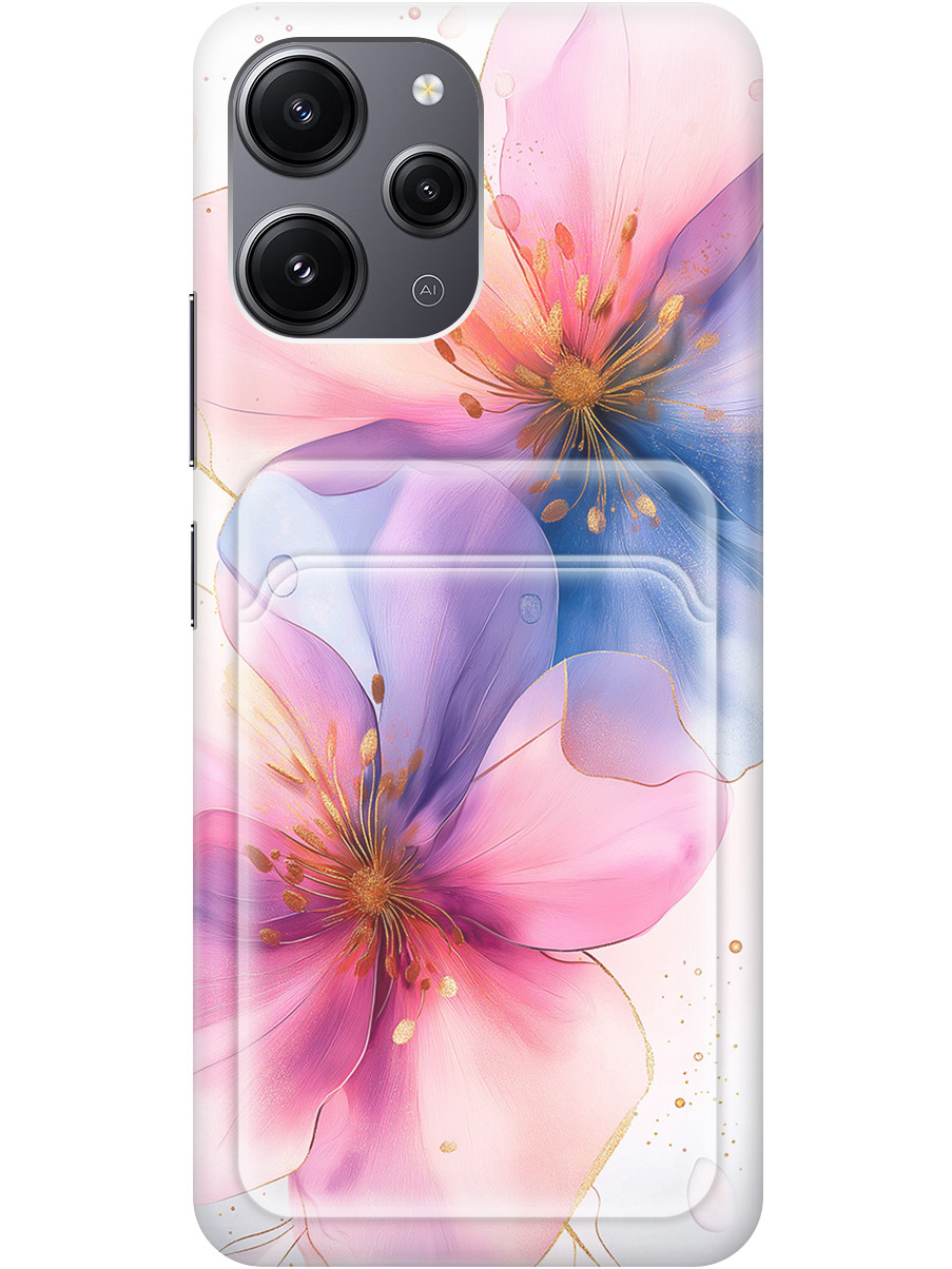 

Силиконовый чехол на Xiaomi Redmi 12 с принтом "Магические цветочки" с карманом для карты, Белый;синий;прозрачный;розовый, 772621723
