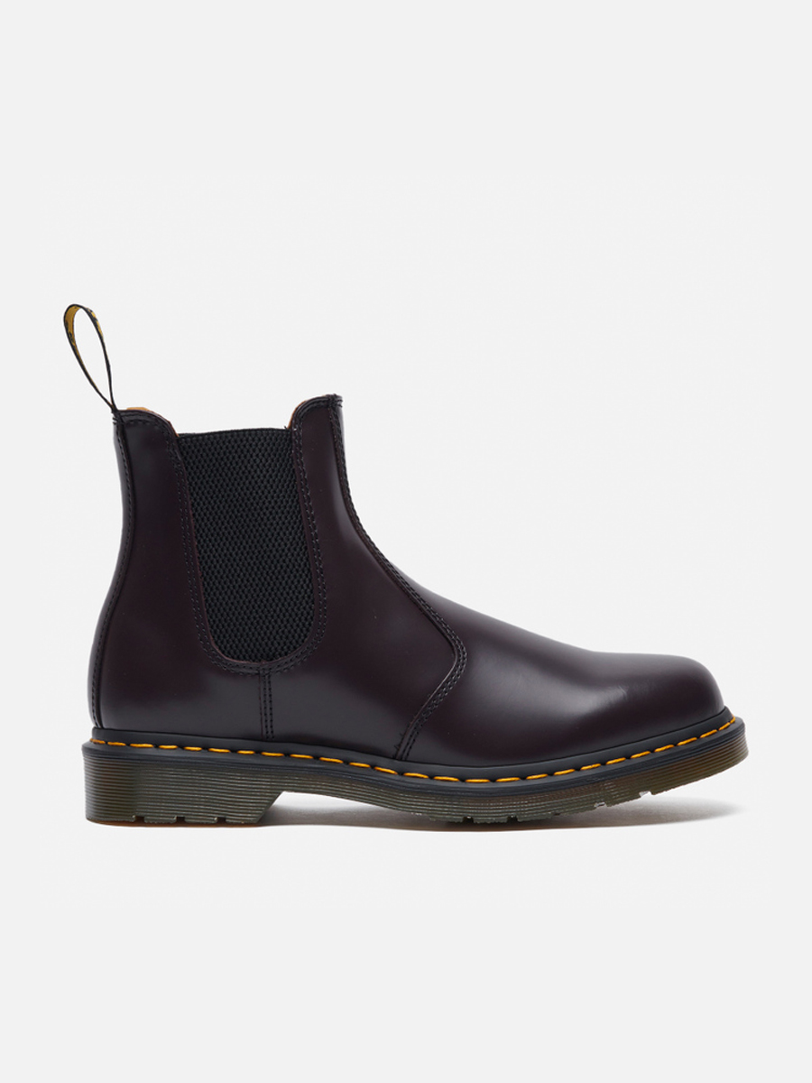 фото Ботинки мужские dr. martens 2976 yellow stitch smooth leather chelsea бордовые 42 eu