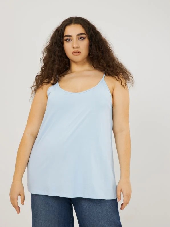 Топ женский Plus size_1070 голубой L MAT fashion. Цвет: голубой