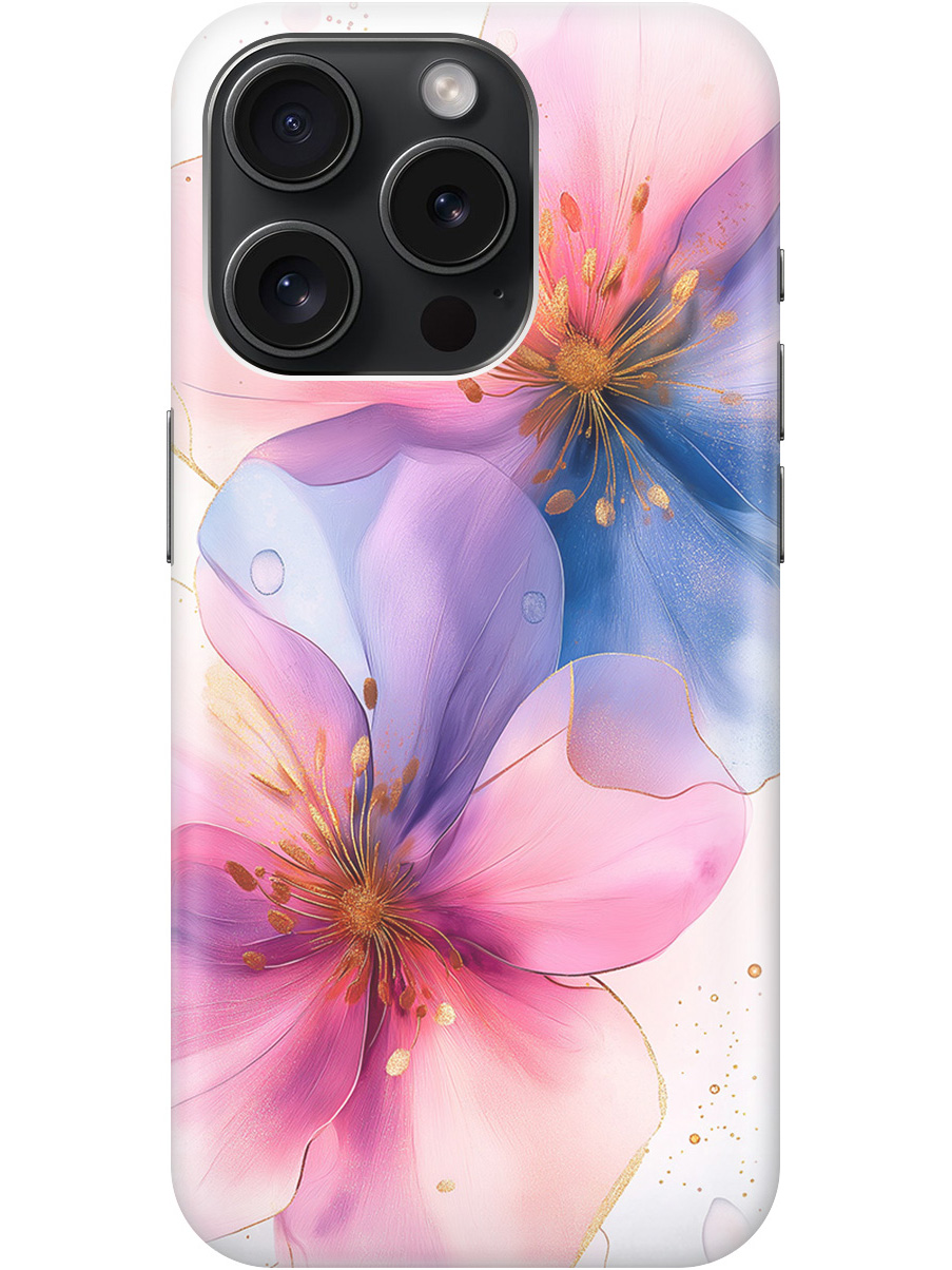 

Силиконовый чехол на Apple iPhone 15 Pro с принтом "Магические цветочки", Прозрачный;белый;розовый;синий, 775148023
