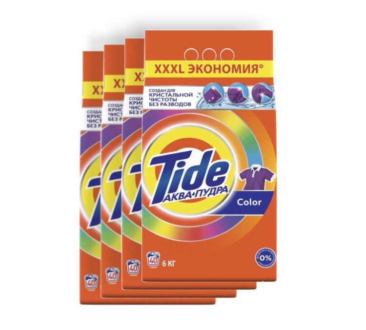 фото Стиральный порошок tide аквапудра color, 6 кг х 4 упаковки