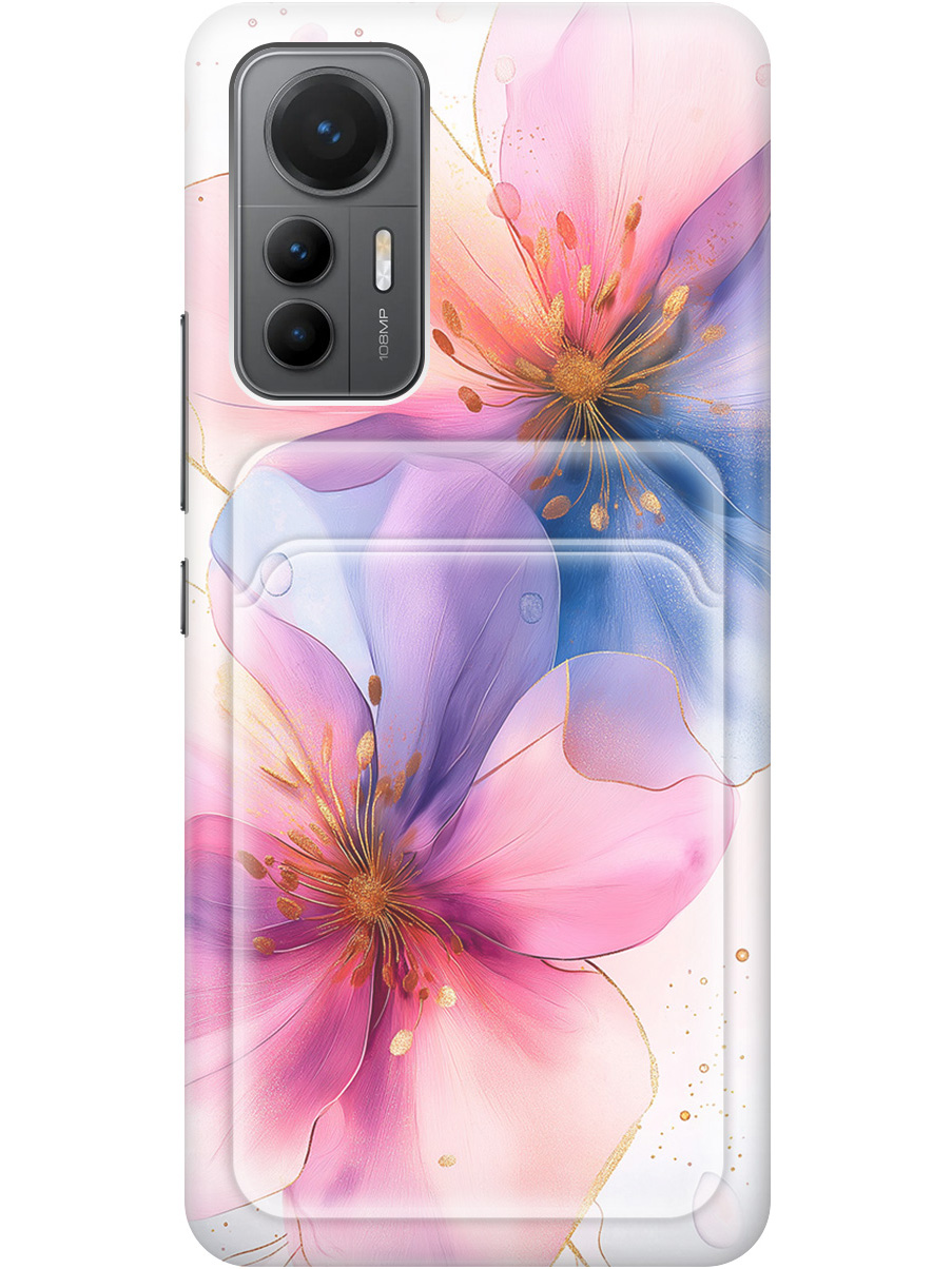 

Силиконовый чехол на Xiaomi 12 Lite с принтом "Магические цветочки" с карманом для карты, Белый;синий;прозрачный;розовый, 740133323
