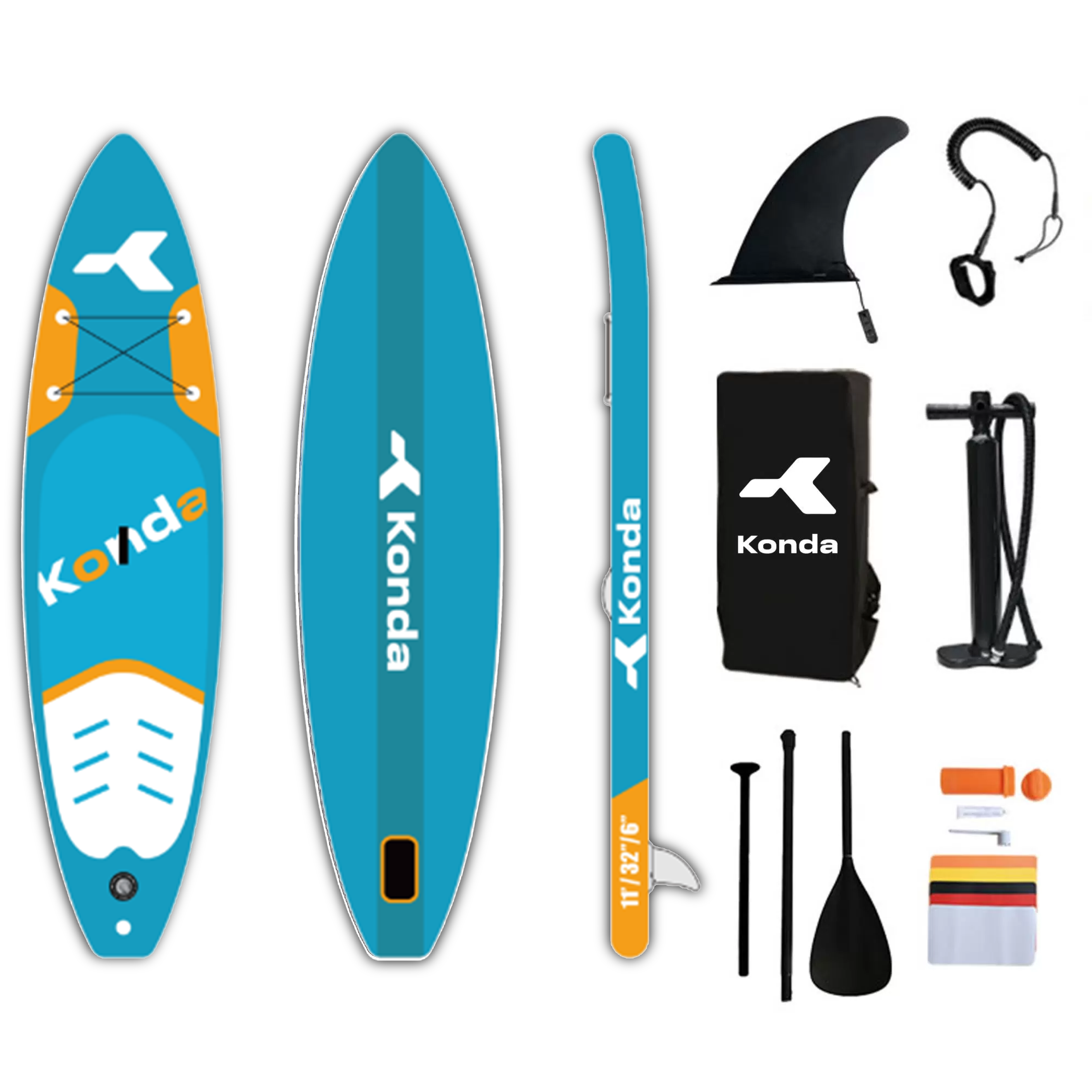 Sup-доска Konda Blue orange 10,6', 320x84x15 см, до 150 кг, в комплекте, KND1205