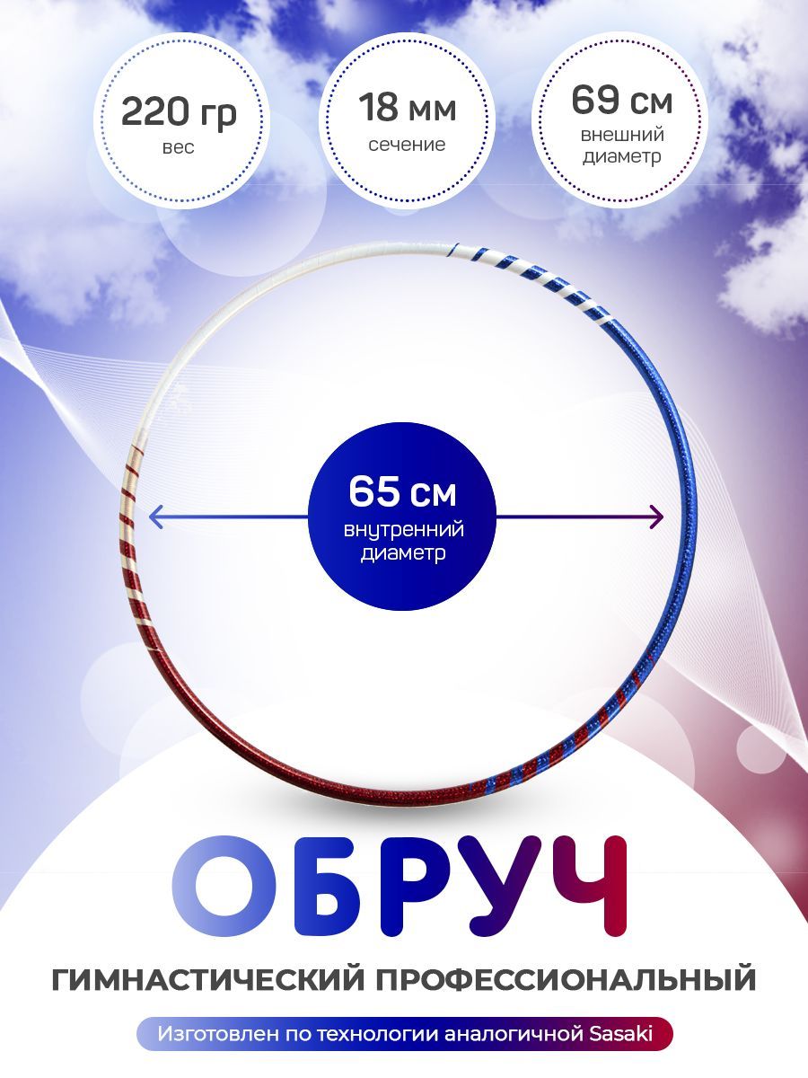 

Обруч Харли Квинн гимнастический профессиональный в обмотке 65 см, Белый;синий;красный, Харли Квинн