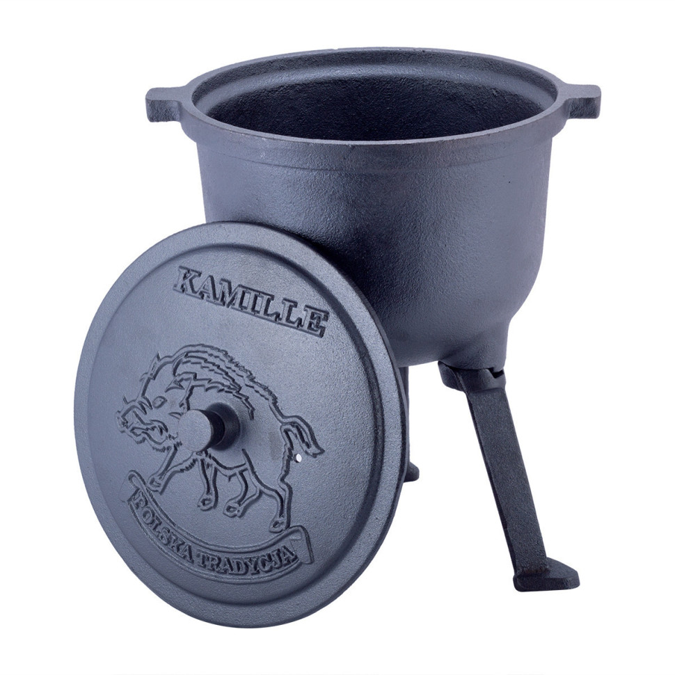 

Котелок чугунный Kamille GPK-4801V на ножках 7л., Черный