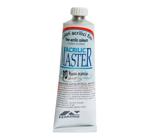 

Акрил Ferrario Acrilic Master 60 мл № 10 оранжевый красный, BM09760CO10