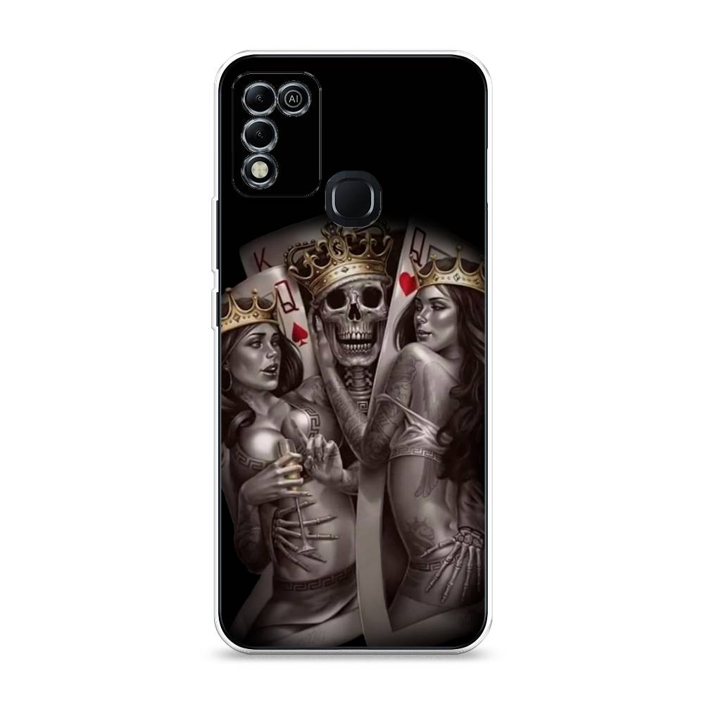 

Чехол на Infinix HOT 10 Play/HOT 11 Play "Карты король и королевы", Серый;желтый, 3100850-6