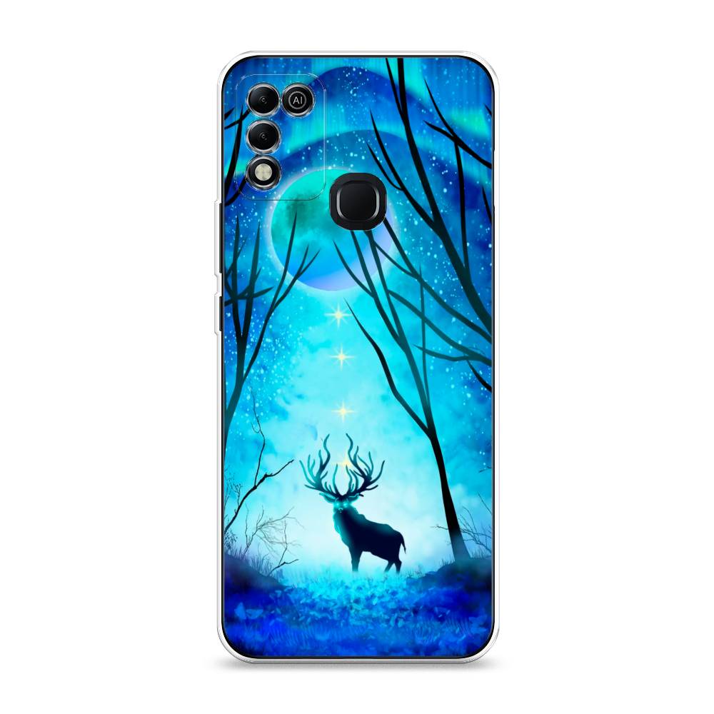 

Чехол на Infinix HOT 10 Play/HOT 11 Play "Олень северное сияние", Синий;черный;голубой, 3100850-1