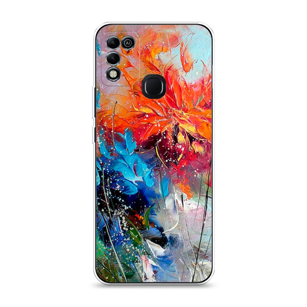 

Чехол на Infinix HOT 10 Play/HOT 11 Play "Абстрактные цветы", Оранжевый;синий, 3100850-4