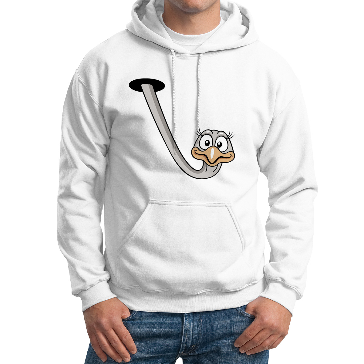 

Худи унисекс CoolPodarok Страус белое 62 RU, M0114018
