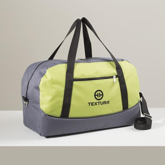 

Спортивная сумка TEXTURA отдел на молнии, наружный карман, длинный ремень, серый-салатовый, отдел на молнии, наружный карман, длинный ремень, цвет серый-салатовый