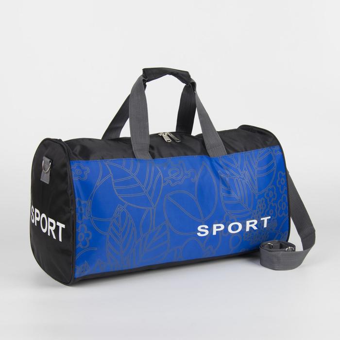Спортивная сумка отдел на молнии, длинный ремень, черный/синий