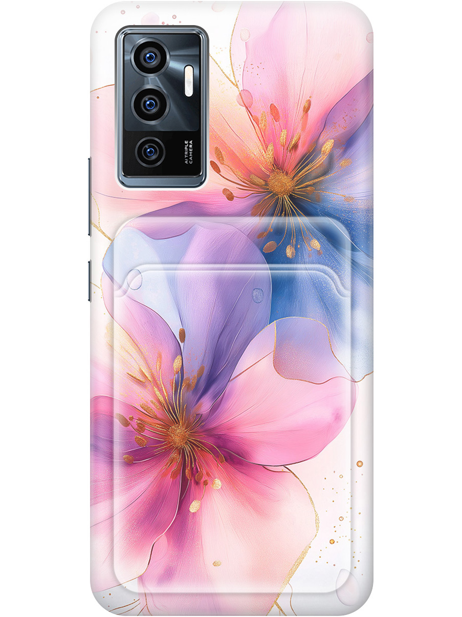 

Силиконовый чехол на Vivo V23e с принтом "Магические цветочки" с карманом для карты, Белый;синий;прозрачный;розовый, 743438023