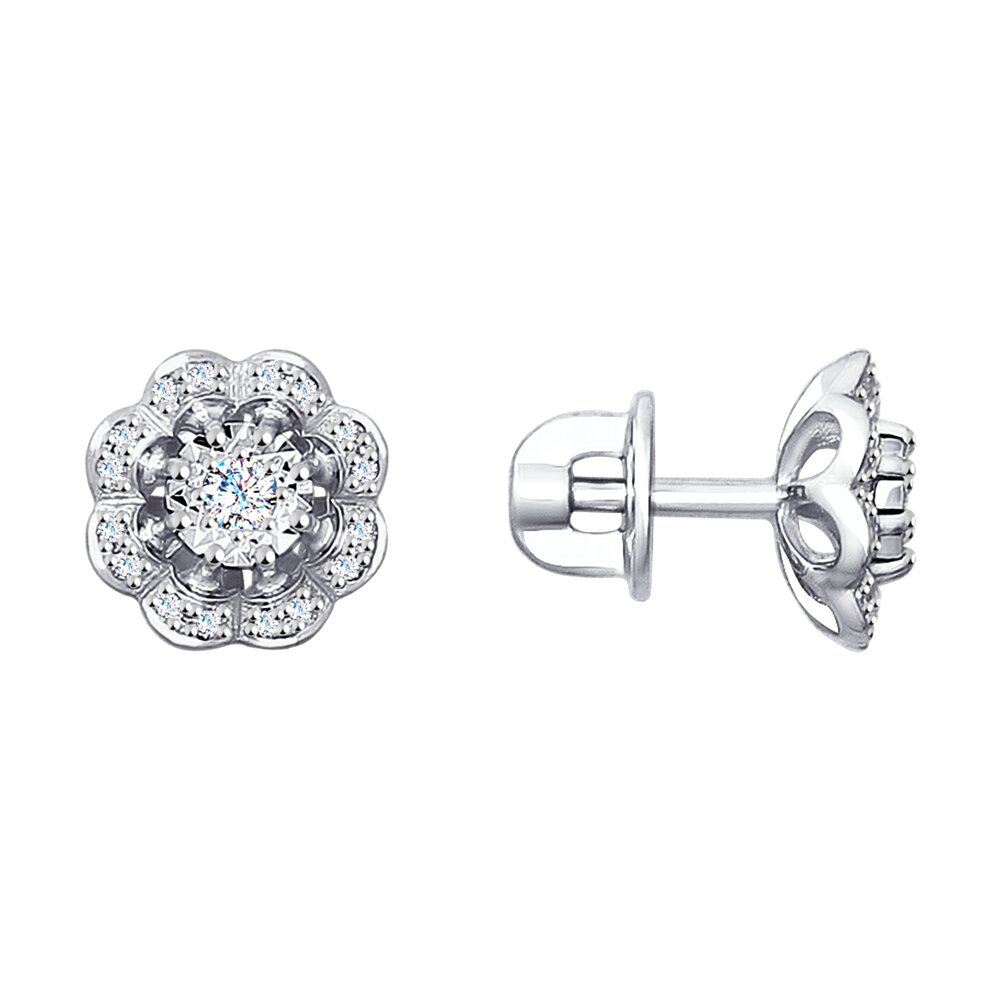 

Серьги пусеты из белого золота SOKOLOV Diamonds 1021212, бриллиант, 1021212
