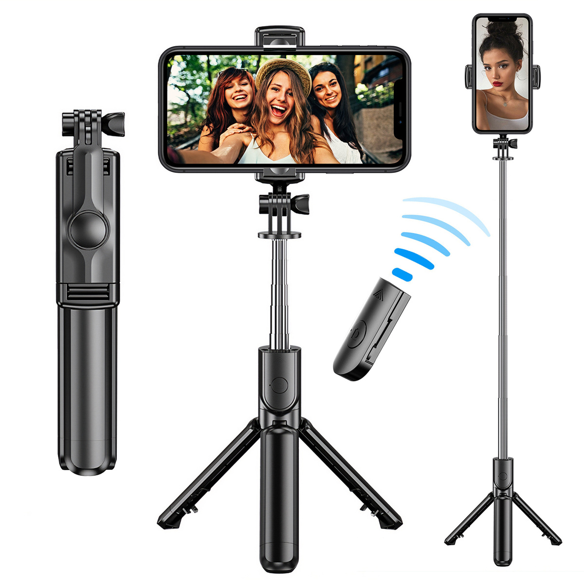 фото Монопод-штатив selfie stick s03 с bluetooth пультом, черный baziator