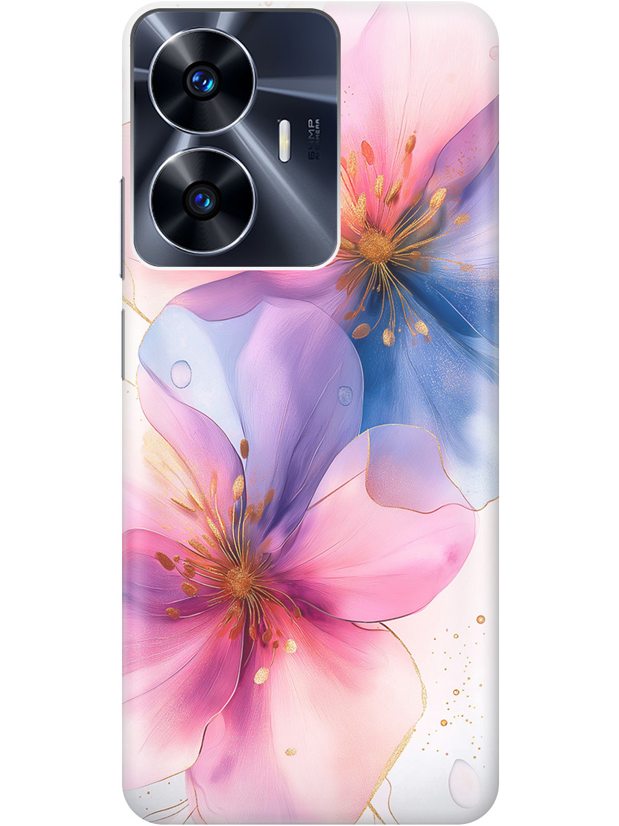 

Силиконовый чехол на Realme C55 с принтом "Магические цветочки", Прозрачный;белый;розовый;синий, 768742723