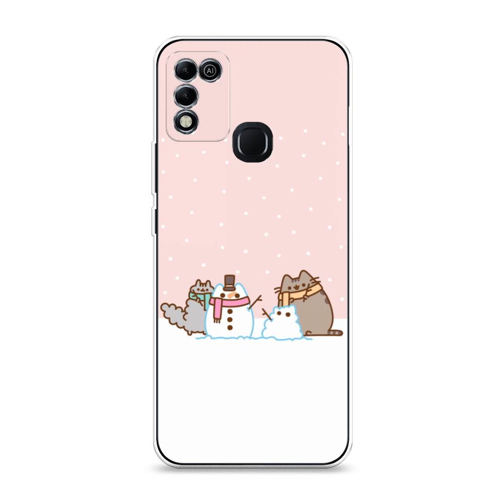 

Чехол на Infinix HOT 10 Play/HOT 11 Play "Котики в снегу", Розовый;белый;серый, 3100850-5