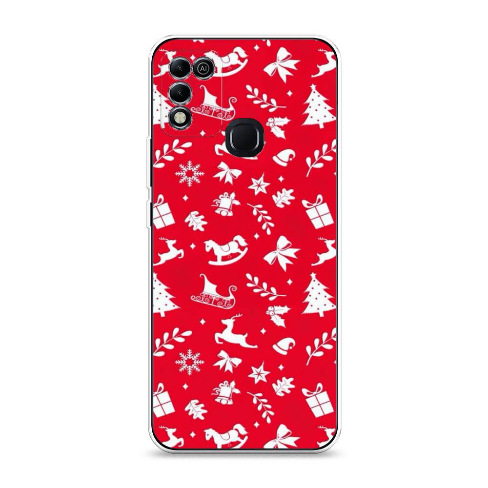 

Чехол на Infinix HOT 10 Play/HOT 11 Play "Красный новогодний фон", Красный;белый, 3100850-5