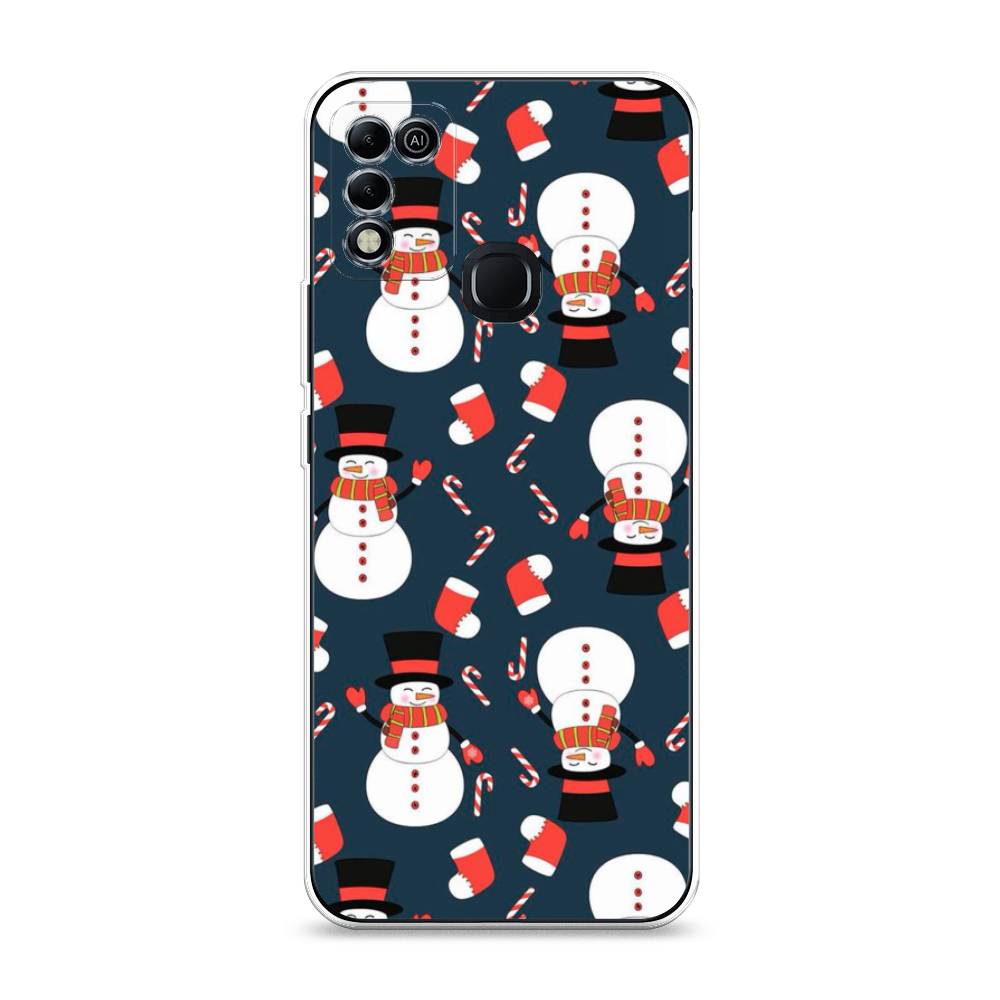 

Чехол на Infinix HOT 10 Play/HOT 11 Play "Синие снеговики", Синий;белый;красный, 3100850-5