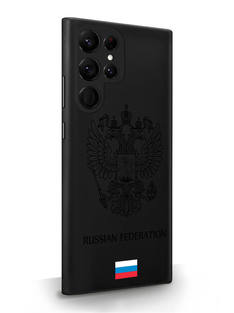 фото Чехол musthavecase для samsung galaxy s22 ultra черный лаковый герб россия черный