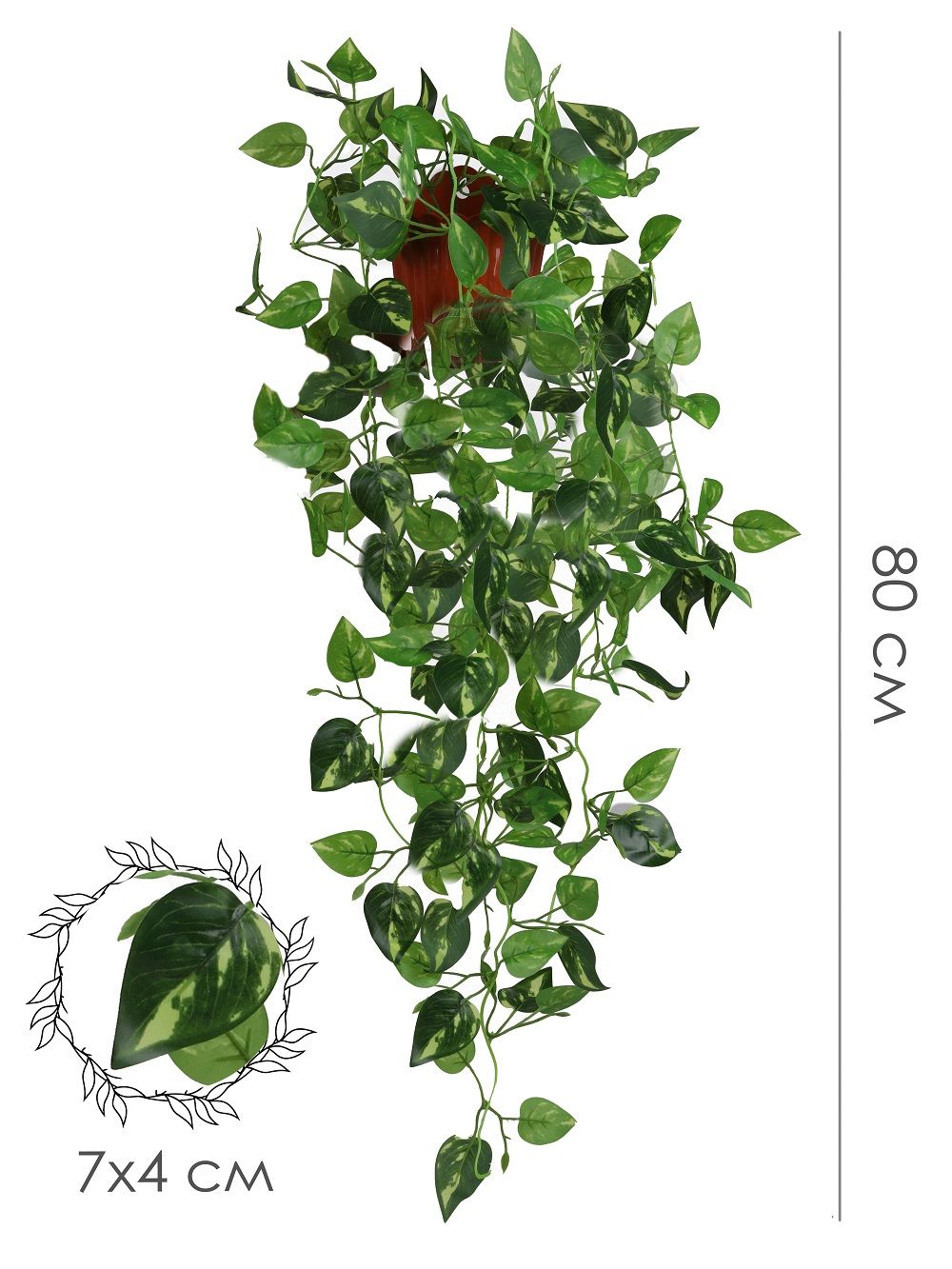 

Искусственный Сциндапсус ампельный в настенном кашпо, Зеленый, Е-45-00-2