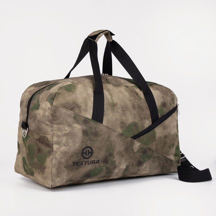 Спортивная сумка TEXTURA отдел на молнии, наружный карман, длинный ремень камуфляж-зеленый