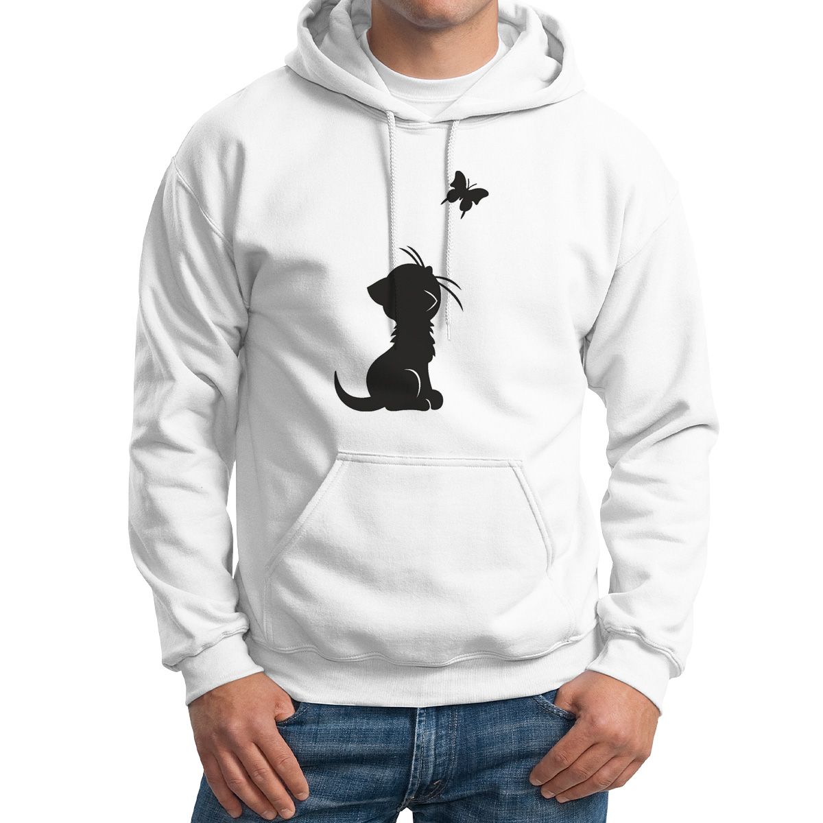 

Худи унисекс CoolPodarok котенок и бабочка белое 62 RU, M0114223