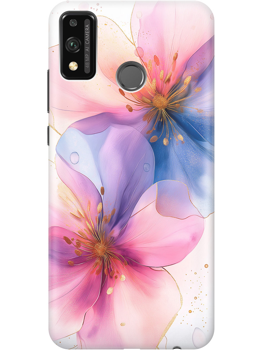 

Силиконовый чехол на Honor 9X Lite с принтом "Магические цветочки", Прозрачный;белый;розовый;синий, 723565423