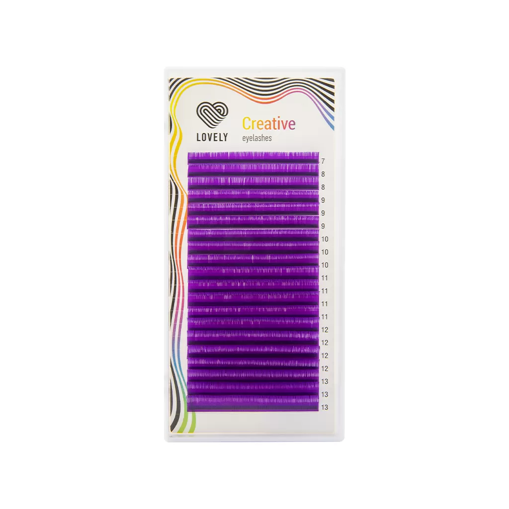 

Ресницы Lovely фиолетовые purple 20 линий mix изгиб D толщина 0,07 длина 7-13