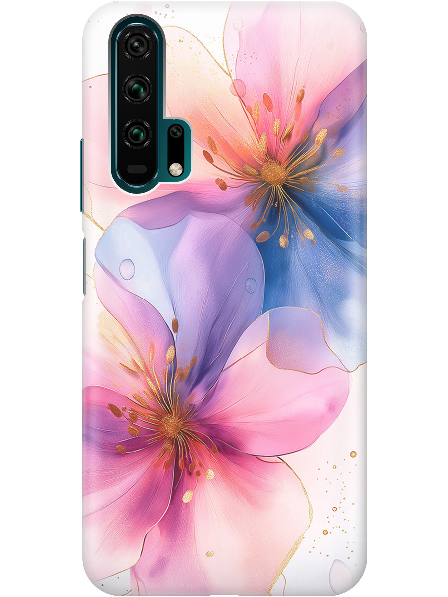 

Силиконовый чехол на Honor 20 Pro с принтом "Магические цветочки", Прозрачный;белый;розовый;синий, 721700723