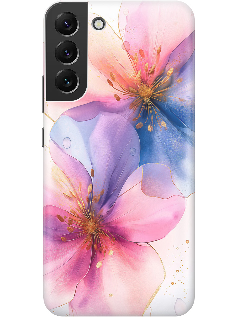 

Силиконовый чехол на Samsung Galaxy S22+ с принтом "Магические цветочки", Прозрачный;белый;розовый;синий, 735250023
