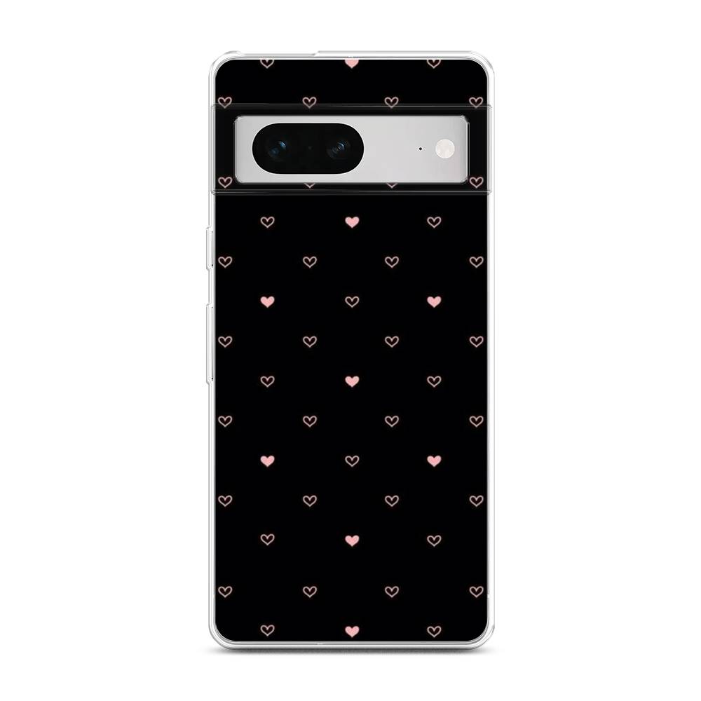 

Чехол Awog на Google Pixel 7 "Черный фон и сердечки", Розовый;черный