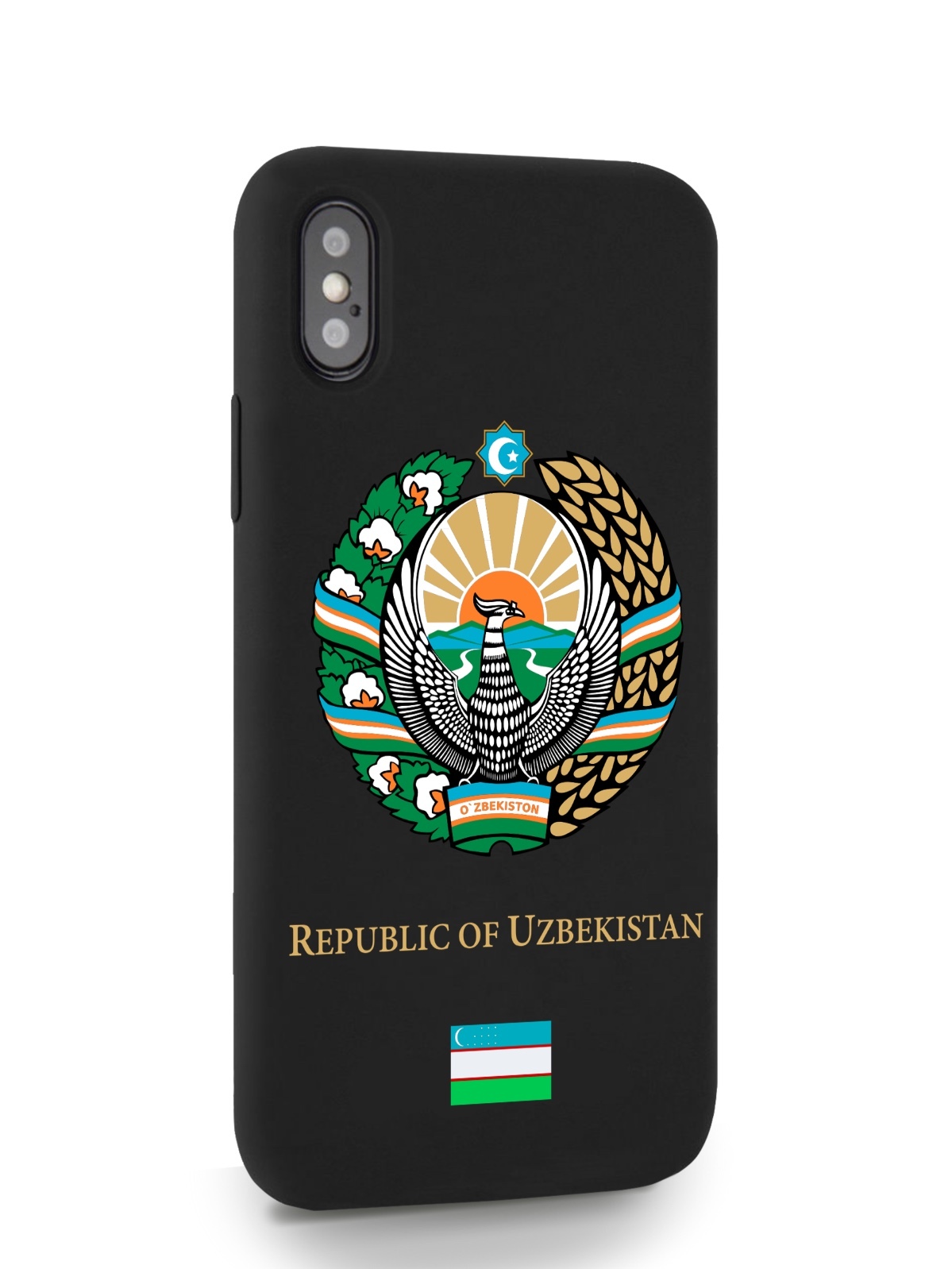 

Черный SignumCase для iPhone X/XS Герб Узбекистана черный, iPhone X/XS Герб Узбекистана