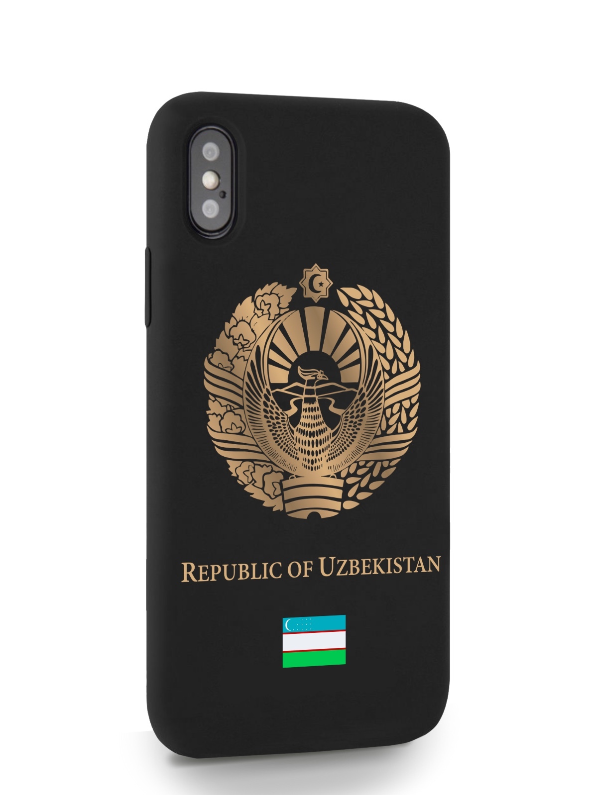 

Черный SignumCase для iPhone X/XS Золотой Герб Узбекистана черный, iPhone X/XS Золотой Герб Узбекистана