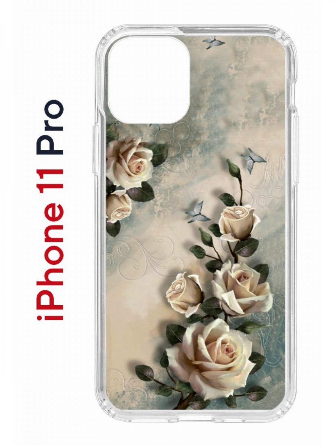 Чехол на iPhone 11 Pro с принтом Kruche Print Белая роза, бампер с защитой камеры