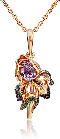 

Кулон из красного золота PLATINA jewelry 03-3151-00-709-1110-57, аметист/хромдиопсид, 03-3151-00-709-1110-57