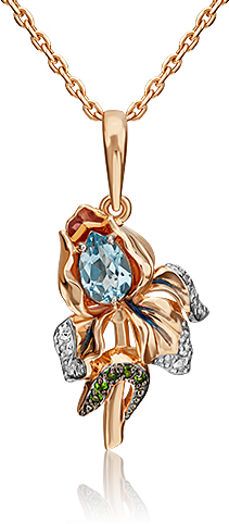 

Кулон из красного золота PLATINA jewelry 03-3151-00-713-1110-57, топаз/хромдиопсид, 03-3151-00-713-1110-57