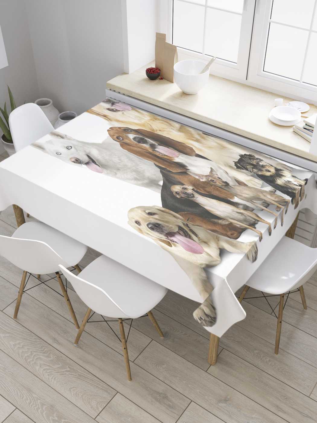 

Скатерть прямоугольная JoyArty "Веселые ребята" из оксфорда, 180x145 см, Белый, Веселые ребята