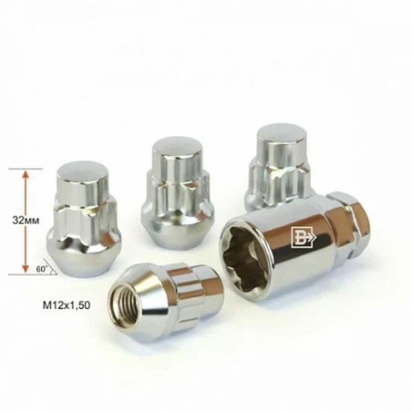 

Гайка колесная M12*32*1,5 (секрет.,конус с бурт.,закрыт., 5лучей)