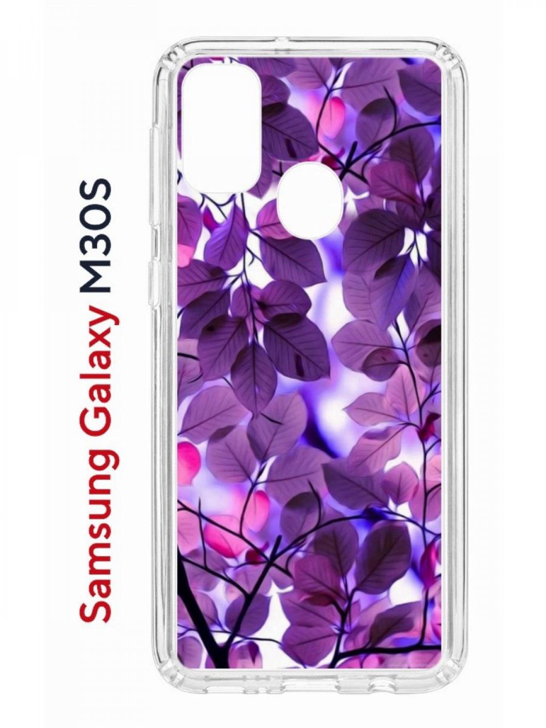 фото Чехол на samsung m30s/m21 kruche print purple leaves,противоударный бампер,защита камеры кruче