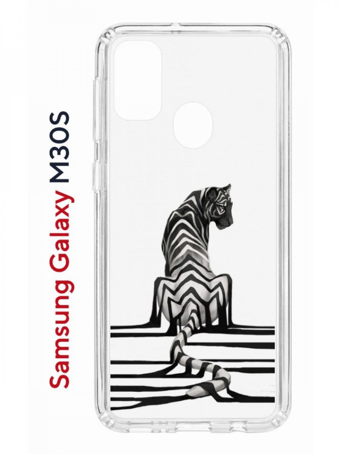 фото Чехол на samsung m30s/m21 kruche print tiger,противоударный бампер,с защитой камеры кruче