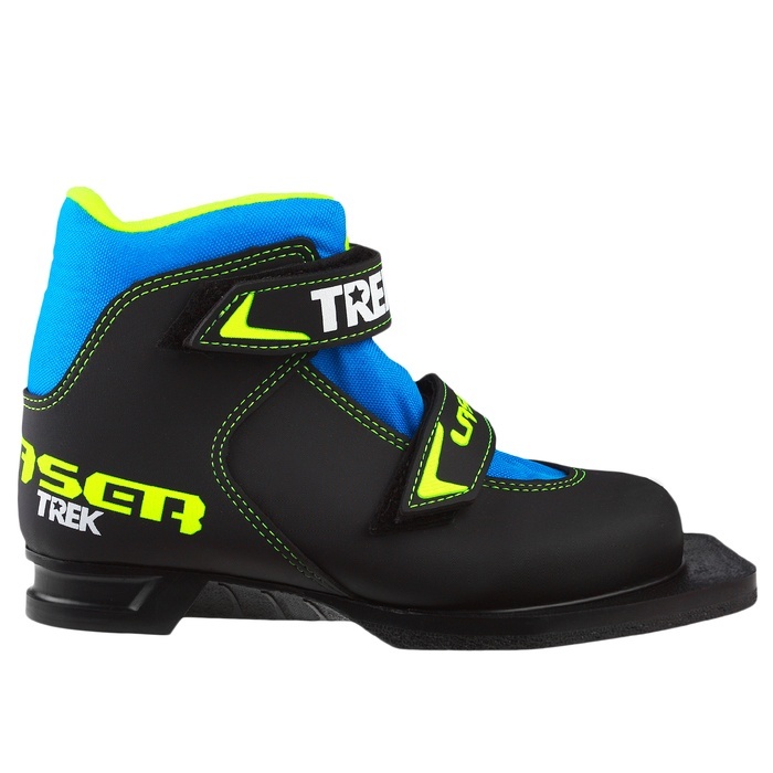фото Ботинки для беговых лыж trek laser nn75 ик, черный, лого лайм неон, размер 32