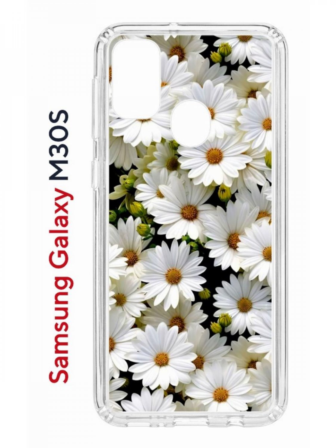 Чехол на Samsung M30S/M21 Kruche Print Ромашки,противоударный бампер,с защитой камеры